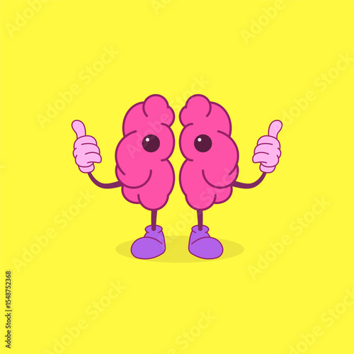 Cartoon human brain illustration with clean cute unique style. Suitable for educational