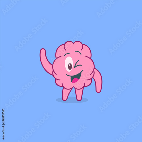 Cartoon human brain illustration with clean flat style and pink color. Suitable for educational