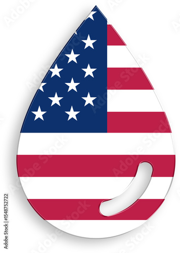 American Flag Water Drop Icon 4th of July USA Independence Day Veterans Day