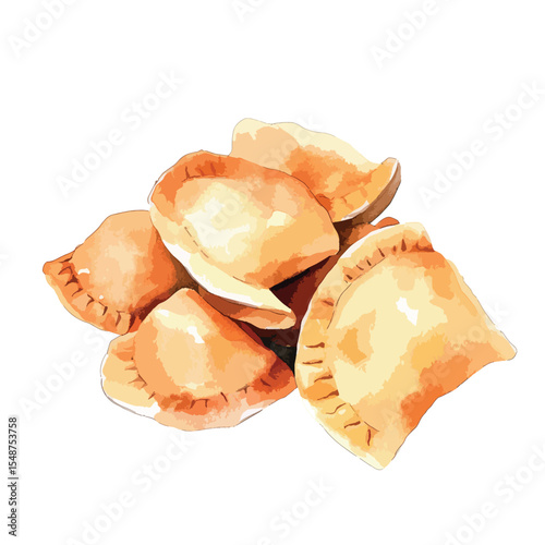 Watercolor Illustration of Several GoldenBrown Pastries