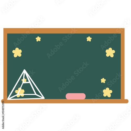 A green chalkboard with flowers, symbolizing a fun and colorful classroom environment, perfect for teaching, learning, and education-related designs.