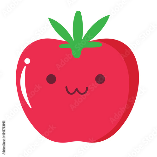 A cute tomato character, symbolizing fresh, healthy food with a playful personality, ideal for food and vegetable-themed designs.