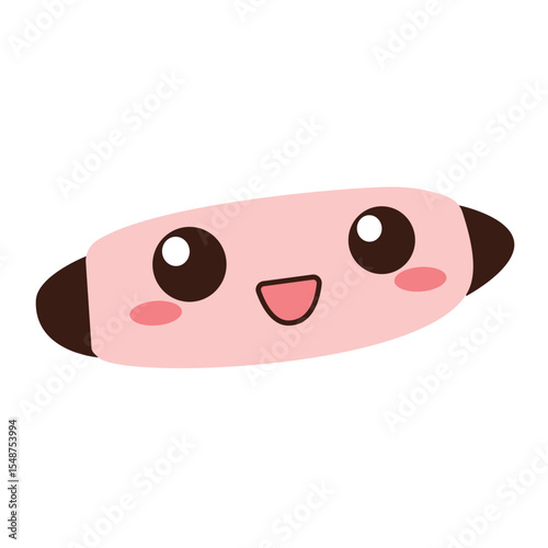 A cute sushi character with a smiling face, perfect for food-related designs, Japanese cuisine, and playful, cartoon-style illustrations.