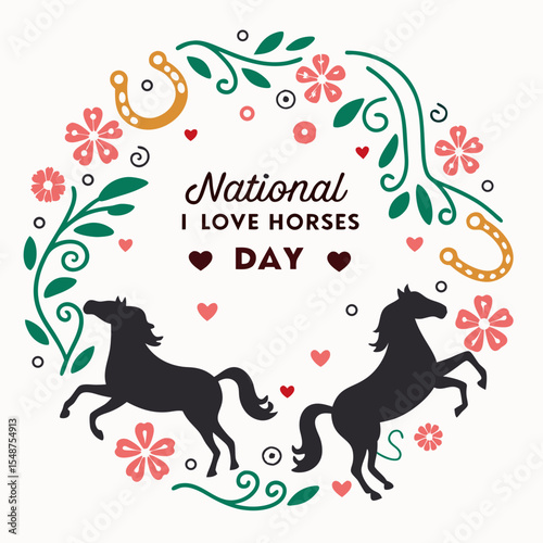 NATIONAL I LOVE HORSES DAY vector illustration