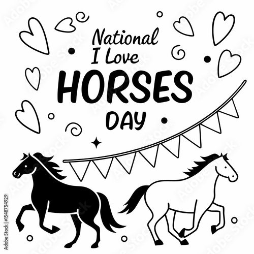 NATIONAL I LOVE HORSES DAY vector illustration