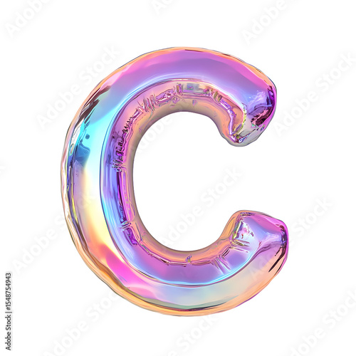 Vibrant Holographic Letter "C" Design