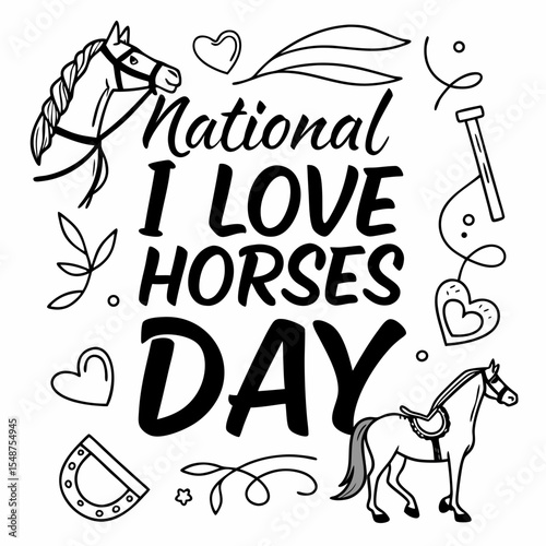 NATIONAL I LOVE HORSES DAY vector illustration