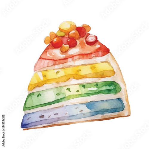 Watercolor Rainbow Layer Cake with Berry Topping