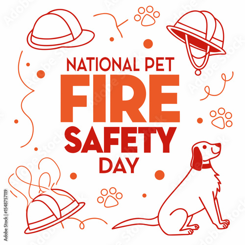 NATIONAL PET FIRE SAFETY DAY vector illustration