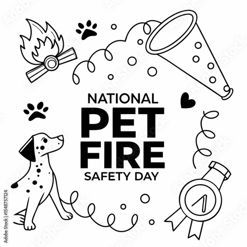 NATIONAL PET FIRE SAFETY DAY vector illustration