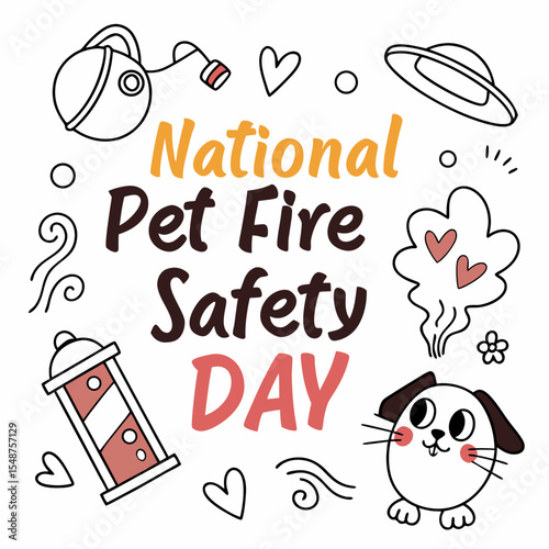 NATIONAL PET FIRE SAFETY DAY vector illustration
