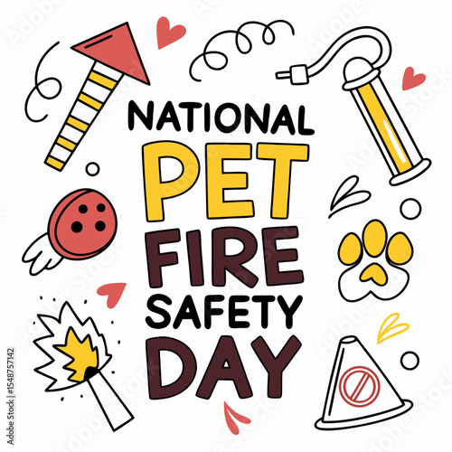 NATIONAL PET FIRE SAFETY DAY vector illustration