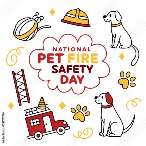 NATIONAL PET FIRE SAFETY DAY vector illustration