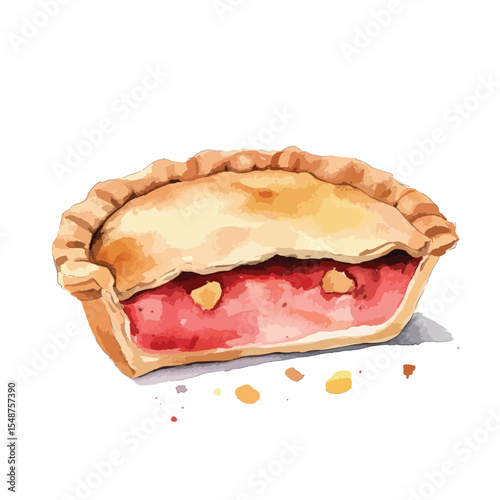 Watercolor Slice of a Delicious Berry Pie