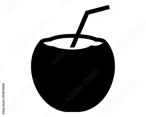 Coconut drink silhouette vector, Coconut drink icon