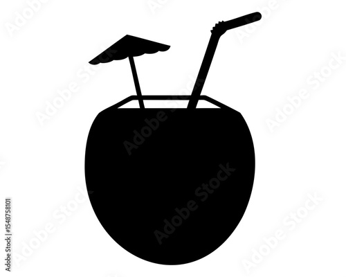 Coconut drink silhouette vector, Coconut drink icon