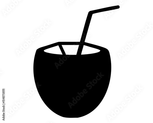 Coconut drink silhouette vector, Coconut drink icon