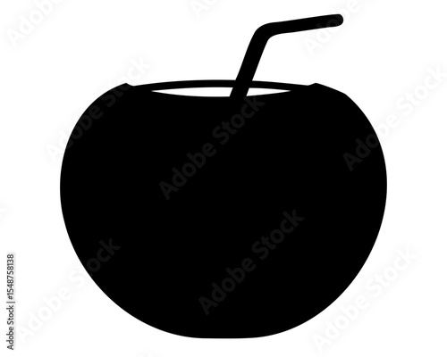 Coconut drink silhouette vector, Coconut drink icon