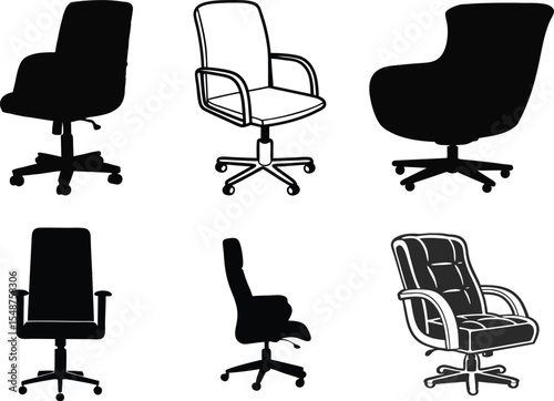 office chairs silhouette illustration.