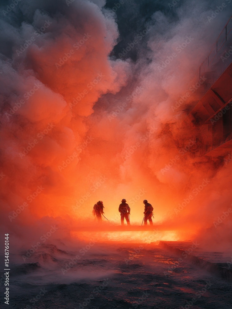 Obraz premium Lava flow, three figures