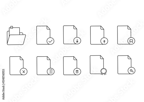 Document Icons Set - Line Series - Editable Stroke