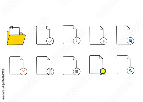 File Management - set of thin line vector icons