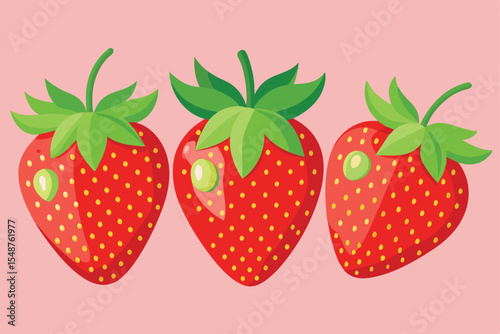 Juicy Red Strawberries A Delightful Trio of Summer Fruit