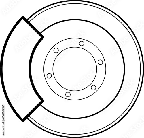 Line Drawing: Automotive Disc Brake Rotor and Pad Assembly
