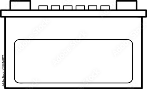 Line Art Illustration of a Rectangular Car Battery with Blank Label