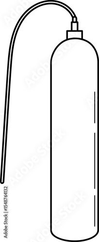 Line Art Illustration of a Cylindrical Container with Flexible Tubing