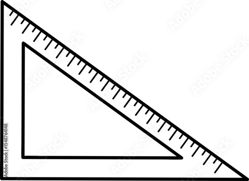 Line Drawing of a Right-Angled Triangle Ruler with Graduated Scale