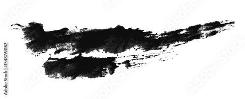 black watercolor background. Artistic hand paint. Isolated on transparent background.