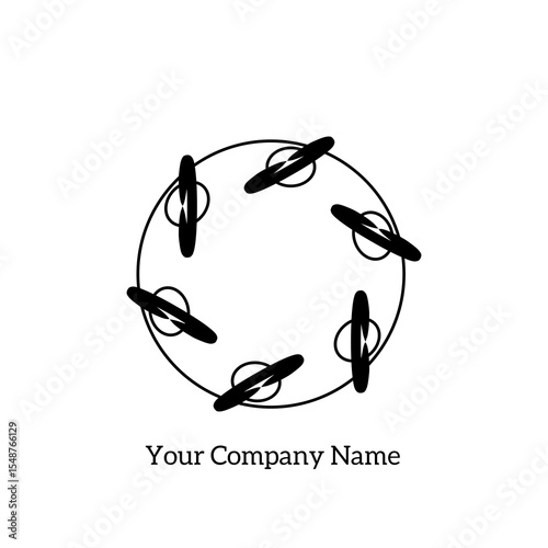Black line vector logo for company or business. full of circles is wherever the company is, it still has one goal.