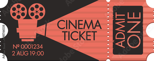 Cinema admission ticket vector illustration