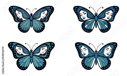 Wallpaper Mural Butterfly illustrations with female faces in wings showing artistic surreal vector design
 Torontodigital.ca