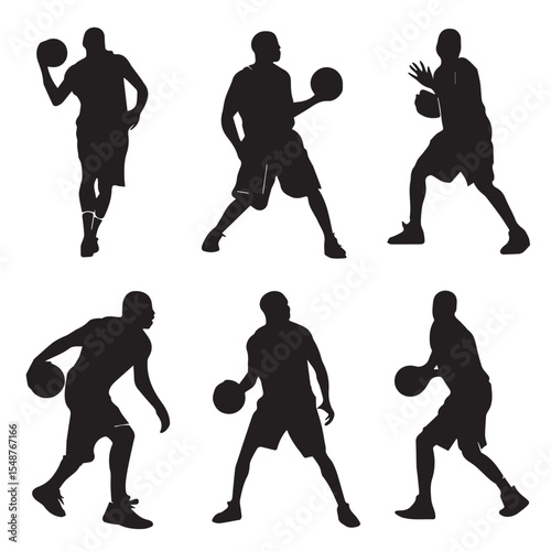 basketball silhouette set, Black & White silhouette set