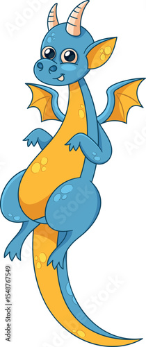 Cute lovely dragon character vector illustration