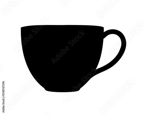Coffee cup silhouette vector, Coffee mug vector illustration, Cup black silhouette vector
