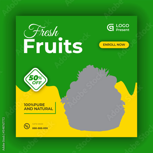 Special fruits menu instagram banner ad concept social media post template