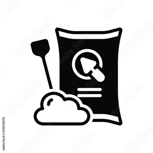 Black solid icon for cement
