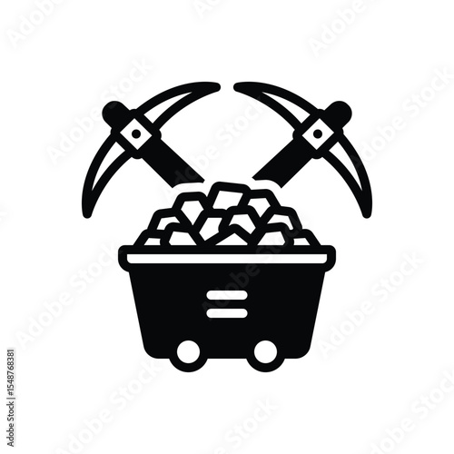 Black solid icon for coal mine