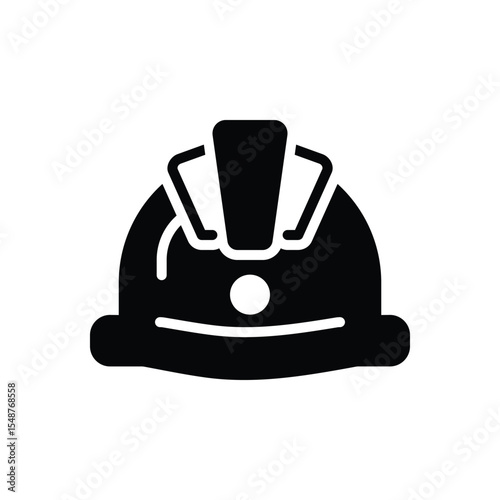 Black solid icon for construction hat