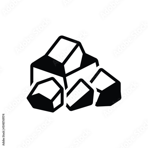 Black solid icon for piece of coal