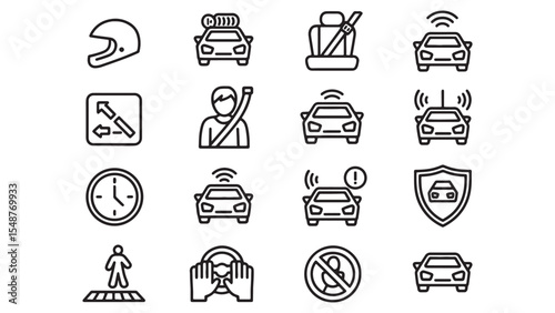 Vector Car Icons Safety, Technology, and Travel - EPS Download