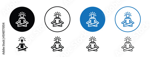 Set of colored pixel perfect Meditation icon, 1 silhouette, 1 unexpanded, Lotus pose or relaxed person icon for meditation.