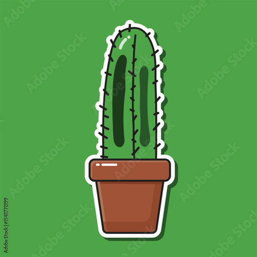 Vector illustration of cartoon cactus in a pot