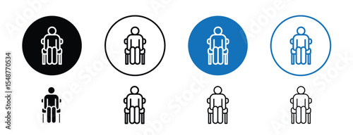 Set of colored pixel perfect Rest area icon, 1 silhouette, 1 unexpanded, Bench or person resting icon for road or wellness breaks.