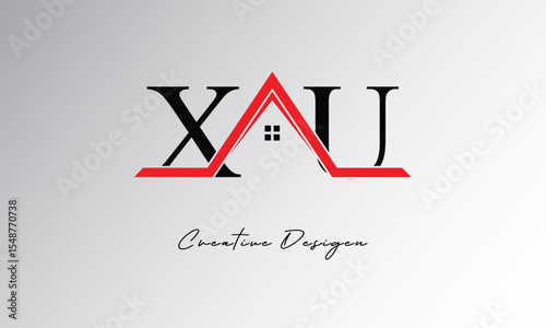 XU Letter House Logo – Creative Real Estate Monogram Design with Roof Shape & Home Symbol for Architecture, Property & Modern Branding Identity
