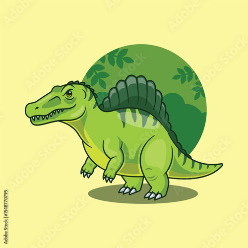 Cartoon Vector Illustration of Spinosaurus Dinosaur