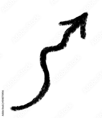 Doodle emphasis arrow vector icon. Arrow grunge art twist zigzag line, curve wave.